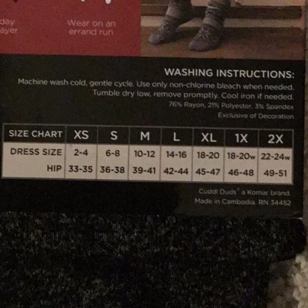 Cuddl Duds Warm Layers Soft Knit Leggings Marled Dark Grey Small - Picture 3 of 6
